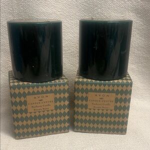 Avon Bayberry Pillar Candles - Deep Green-Set of 2 New Old Stock